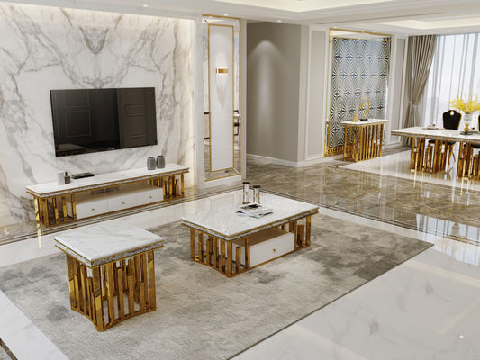 comprar Elegancia moderna: mesa de comedor de mármol de acero inoxidable para el hogar online manufacture