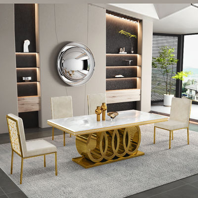 comprar Rectángulo de acero inoxidable de gran tamaño mesa de comedor capacidad de asientos 4-8 online manufacture