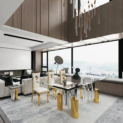 comprar SEDIA Moderno conjunto de mesa de vidrio de comedor para 6 formas elípticas online manufacture