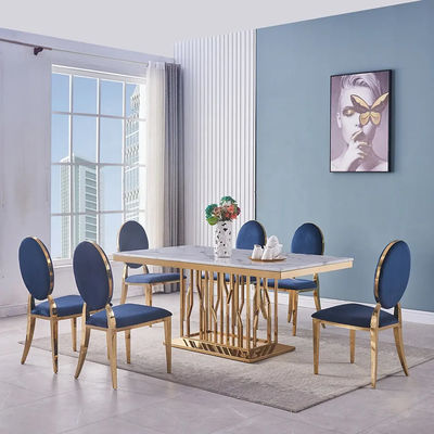comprar Moderno de lujo de acero inoxidable Apartamento de mármol cuadrado mesa de comedor online manufacture