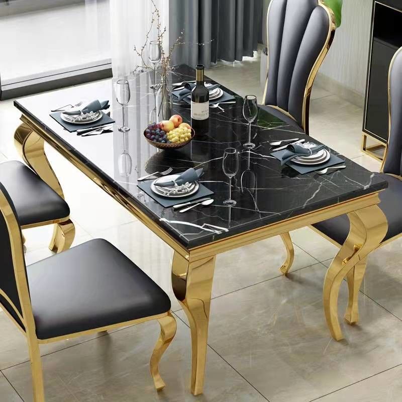Mesas de comedor de vidrio templado / rectángulo de mármol para 6 apartamentos de tamaño mediano
