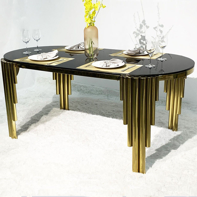 Mesa de comedor de forma ovalada de 78 cm de altura con techo de vidrio de color personalizado